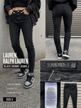 Lauren Ralph Lauren Black Skinny Jeans Women Size 6 Stretch Denim